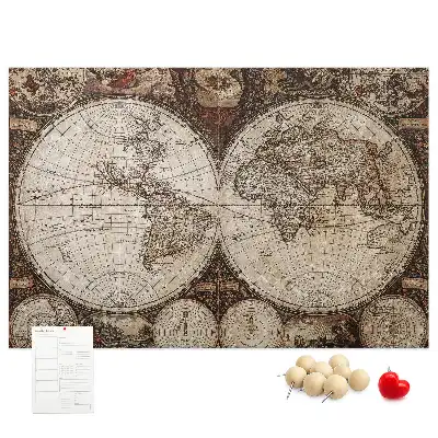 Ozdobna tablica korkowa Klasyczny atlas z dawnych lat