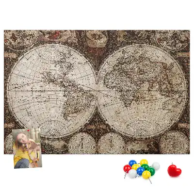 Ozdobna tablica korkowa Klasyczny atlas z dawnych lat