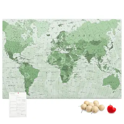 Tablica korkowa z mapą świata i granicami państwowymi