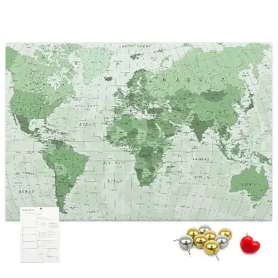 Tablica korkowa z mapą świata i granicami państwowymi