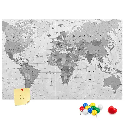 Tablica korkowa ozdobna Polityczna Mapa Świata