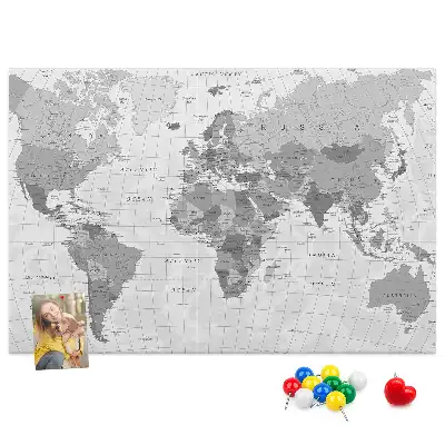 Ozdobna tablica korkowa Szkolna mapa polityczna świata