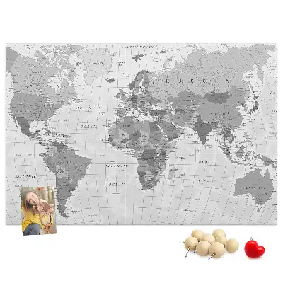 Tablica korkowa ozdobna Polityczna Mapa Świata