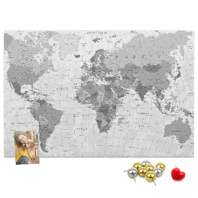 Tablica korkowa ozdobna Polityczna Mapa Świata