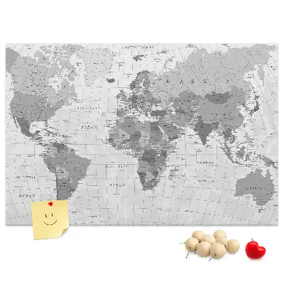 Tablica korkowa ozdobna Polityczna Mapa Świata