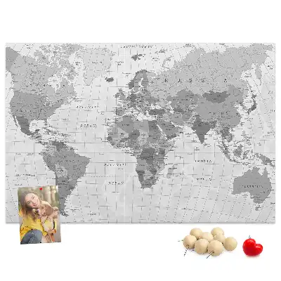 Ozdobna tablica korkowa Szkolna mapa polityczna świata