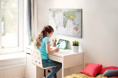 Tablica korkowa ozdobna z mapą świata