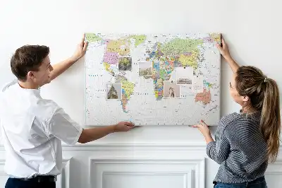 Tablica korkowa ozdobna Mapa świata polityczna