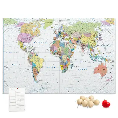Tablica korkowa ozdobna z mapą świata