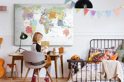 Tablica korkowa ozdobna z mapą świata