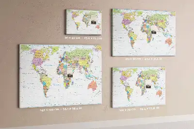 Tablica korkowa ozdobna Mapa świata polityczna
