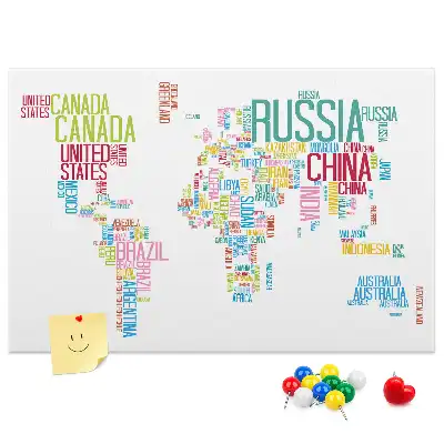 Tablica korkowa dla dzieci Mapa świata z nazwami państw