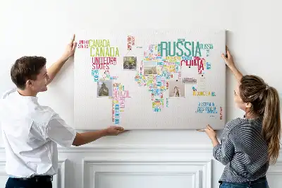 Tablica korkowa dla dzieci Mapa świata z nazwami państw