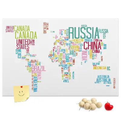 Tablica korkowa dla dzieci Mapa świata z nazwami państw
