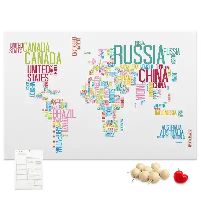 Tablica korkowa dla dzieci Mapa świata z nazwami państw