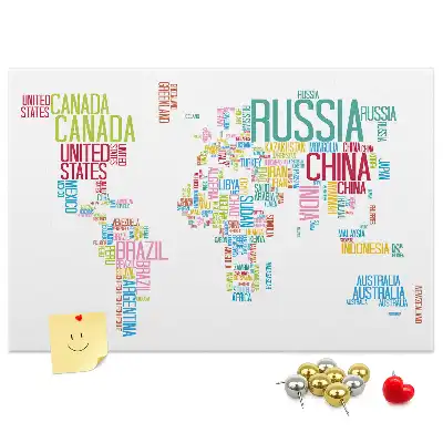 Tablica korkowa dla dzieci Mapa świata z nazwami państw