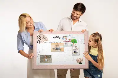 Ozdobna tablica korkowa planer miesięczny z motywem kwiatów