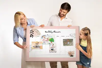 Ozdobna tablica korkowa planer miesięczny z motywem kwiatów