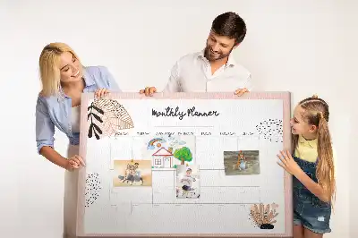 Ozdobna tablica korkowa planer miesięczny z motywem kwiatów