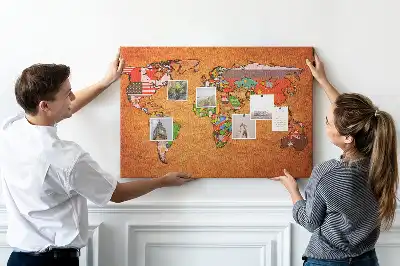 Tablica korkowa dla dzieci Mapa Świata z flagami