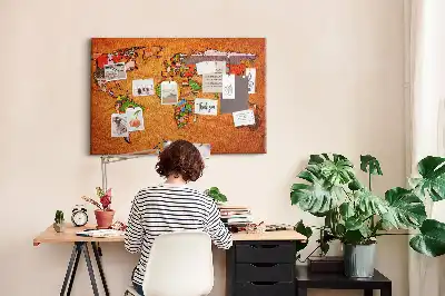 Tablica korkowa dla dzieci Mapa Świata z flagami