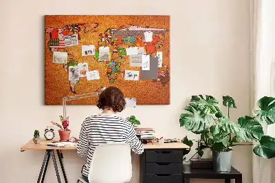 Tablica korkowa dla dzieci Mapa Świata z flagami