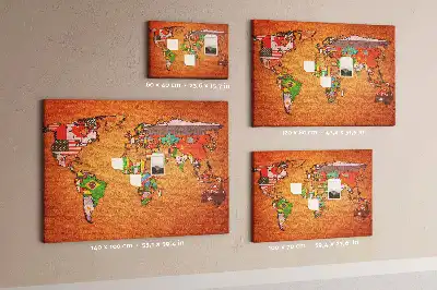Tablica korkowa dla dzieci Mapa Świata z flagami