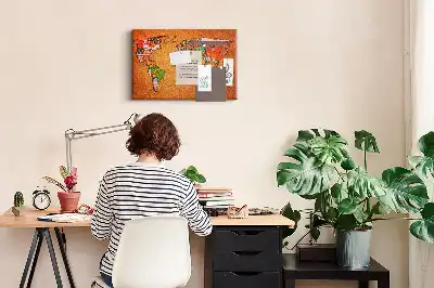 Tablica korkowa dla dzieci Mapa Świata z flagami