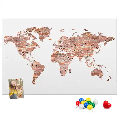 Tablica korkowa Stara mapa na cegle