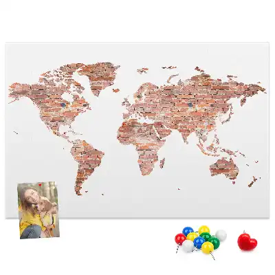 Tablica korkowa Stara mapa na cegle