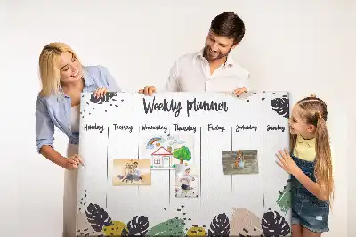Ozdobna tablica korkowa z planerem tygodniowym w stylu tropikalnym