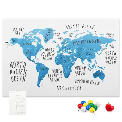 Tablica korkowa ozdobna Niebieska mapa ziemi