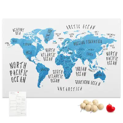 Tablica korkowa ozdobna Niebieska mapa ziemi
