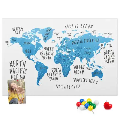 Tablica korkowa ozdobna Niebieska mapa ziemi