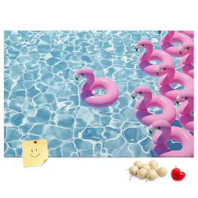 Korkowa tablica z motywem dmuchawców i flamingów