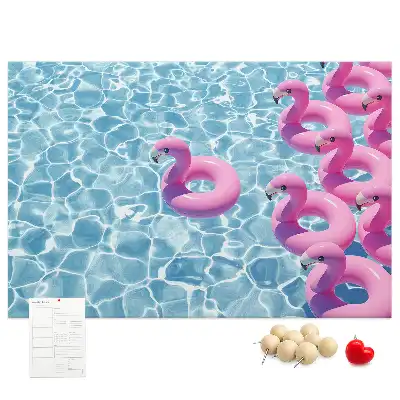 Korkowa tablica z motywem dmuchawców i flamingów