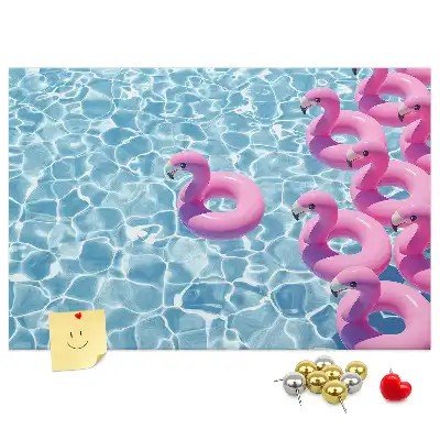 Korkowa tablica z motywem dmuchawców i flamingów