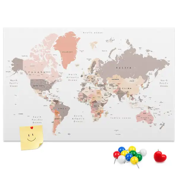 Korkowa tablica Szczegółowa mapa świata