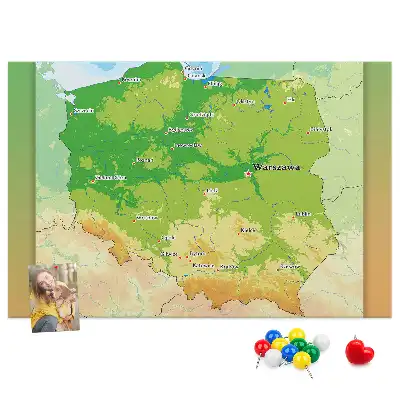 Tablica korkowa dla dzieci Mapa fizyczna Polski