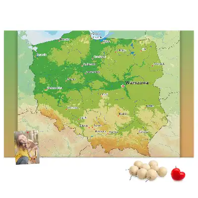 Tablica korkowa dla dzieci Mapa fizyczna Polski