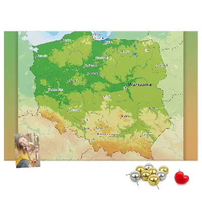 Tablica korkowa dla dzieci Mapa fizyczna Polski