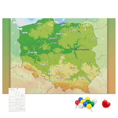 Tablica korkowa dla dzieci Mapa fizyczna Polski