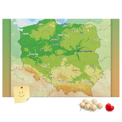 Tablica korkowa dla dzieci Mapa fizyczna Polski