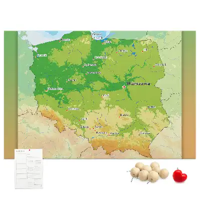 Tablica korkowa dla dzieci Mapa fizyczna Polski