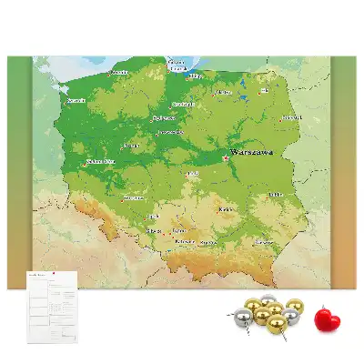 Tablica korkowa dla dzieci Mapa fizyczna Polski