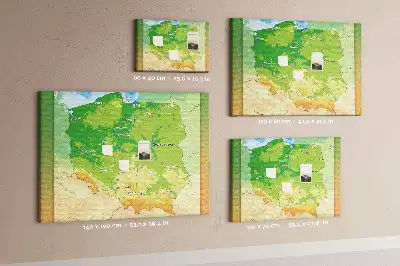 Tablica korkowa dla dzieci Mapa fizyczna Polski