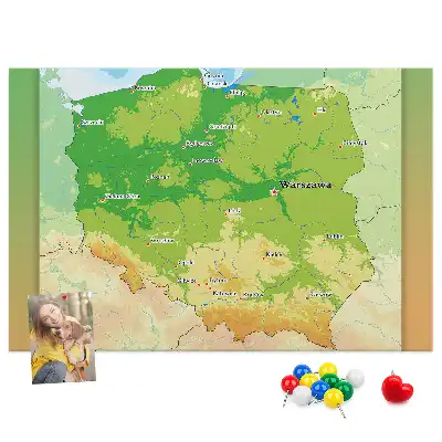 Tablica korkowa dla dzieci Mapa fizyczna Polski