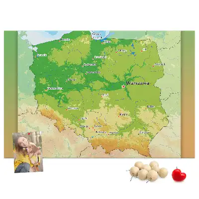 Tablica korkowa dla dzieci Mapa fizyczna Polski