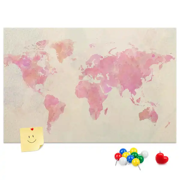 Tablica korkowa Akwarela mapa świata