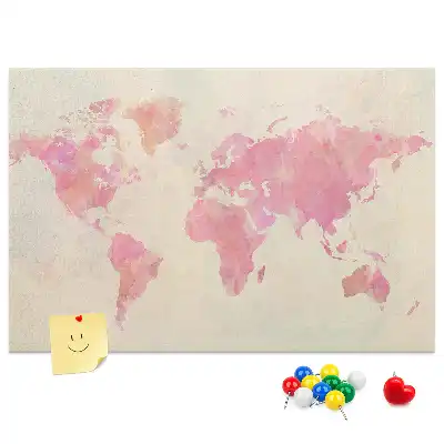 Tablica korkowa z motywem pastelowej malarskiej mapy w plamy